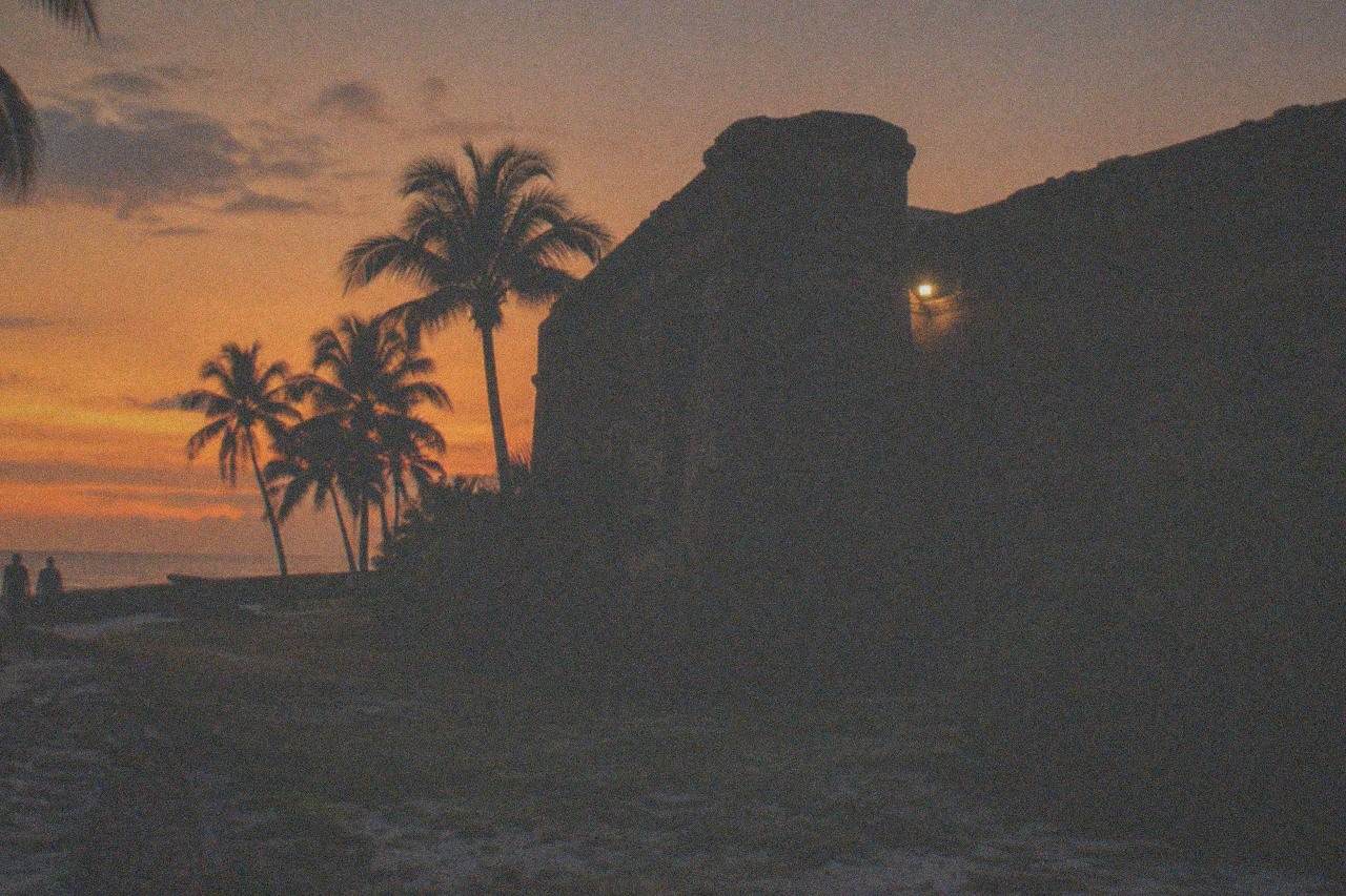 A Civil War brick fort museum in Key West at dusk