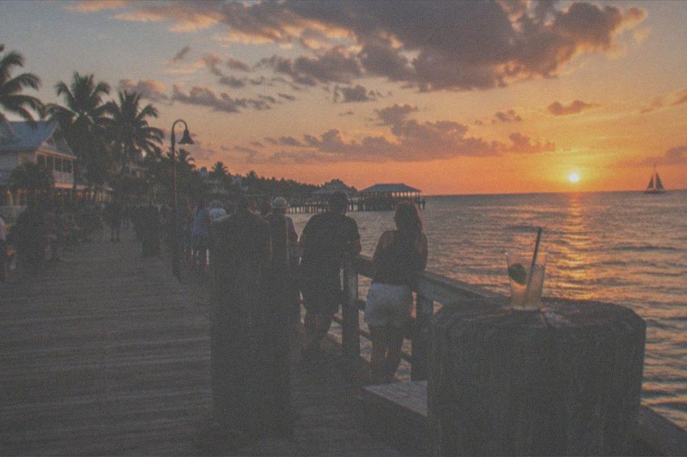 Sunset crowd gathered along the Key West waterfront